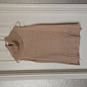 Beige Turtle Neck Sleeveless Sweater